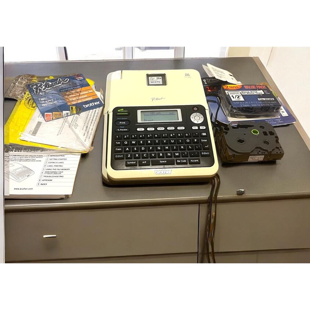 Brother P-touch PT-2030 Deluxe Desktop Labeler With New And Used Roll Power Cord